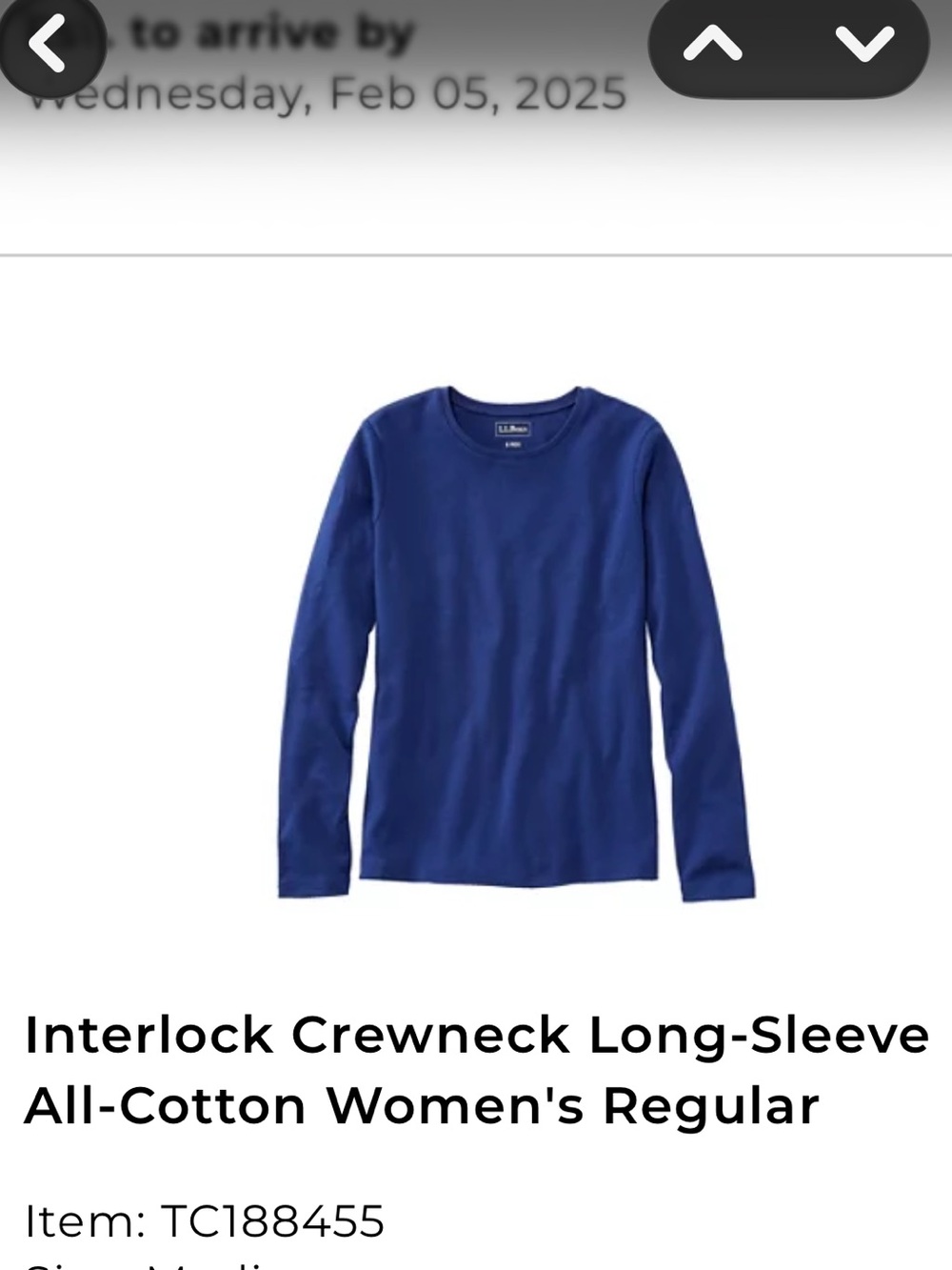L.L.Bean Women’s Crewneck Regular Long Sleeve Cotton Tee Alpine Blue